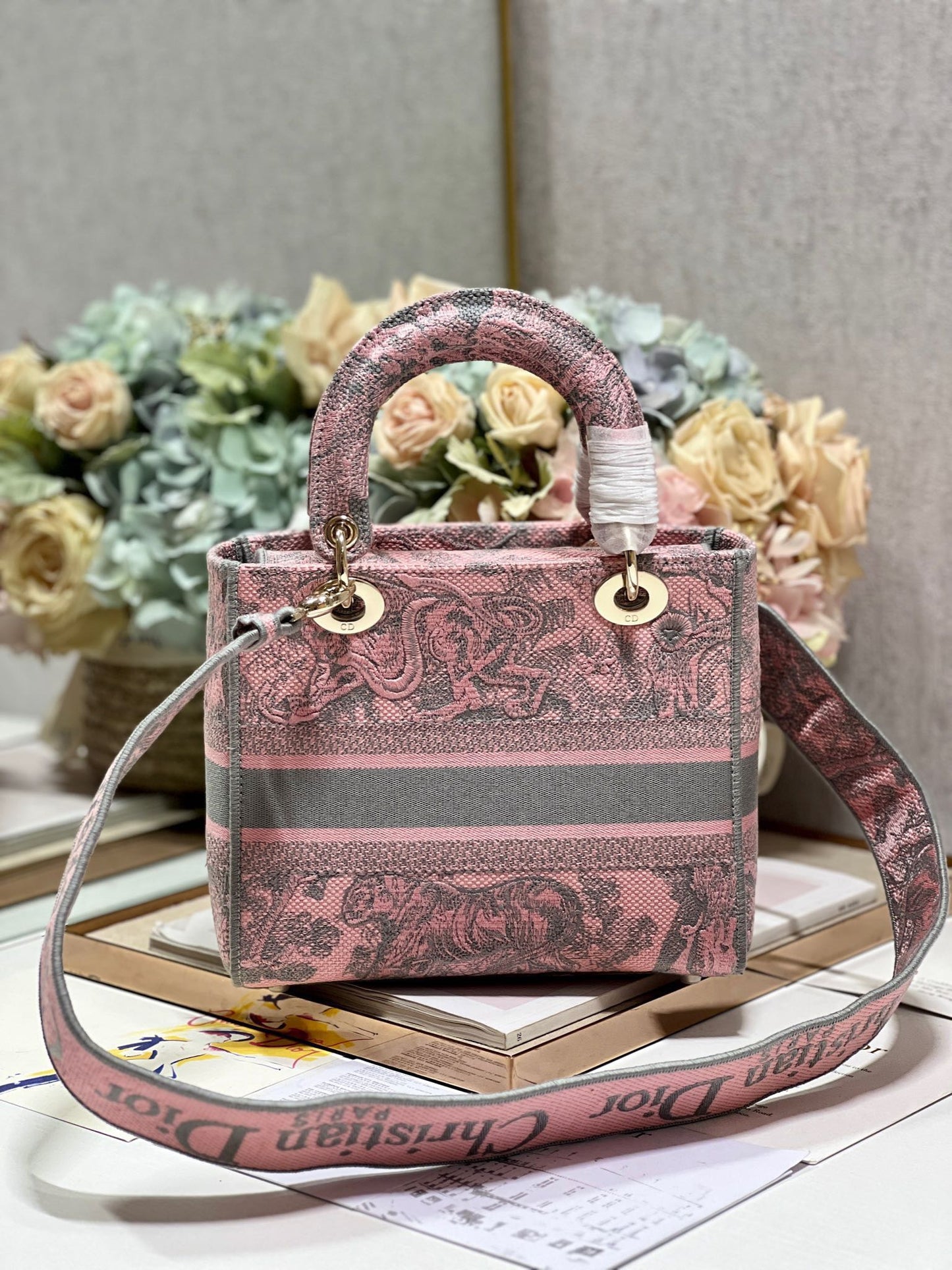 CD Old Foundation Tiger 24 Lady Dior Bag Canvas 336685