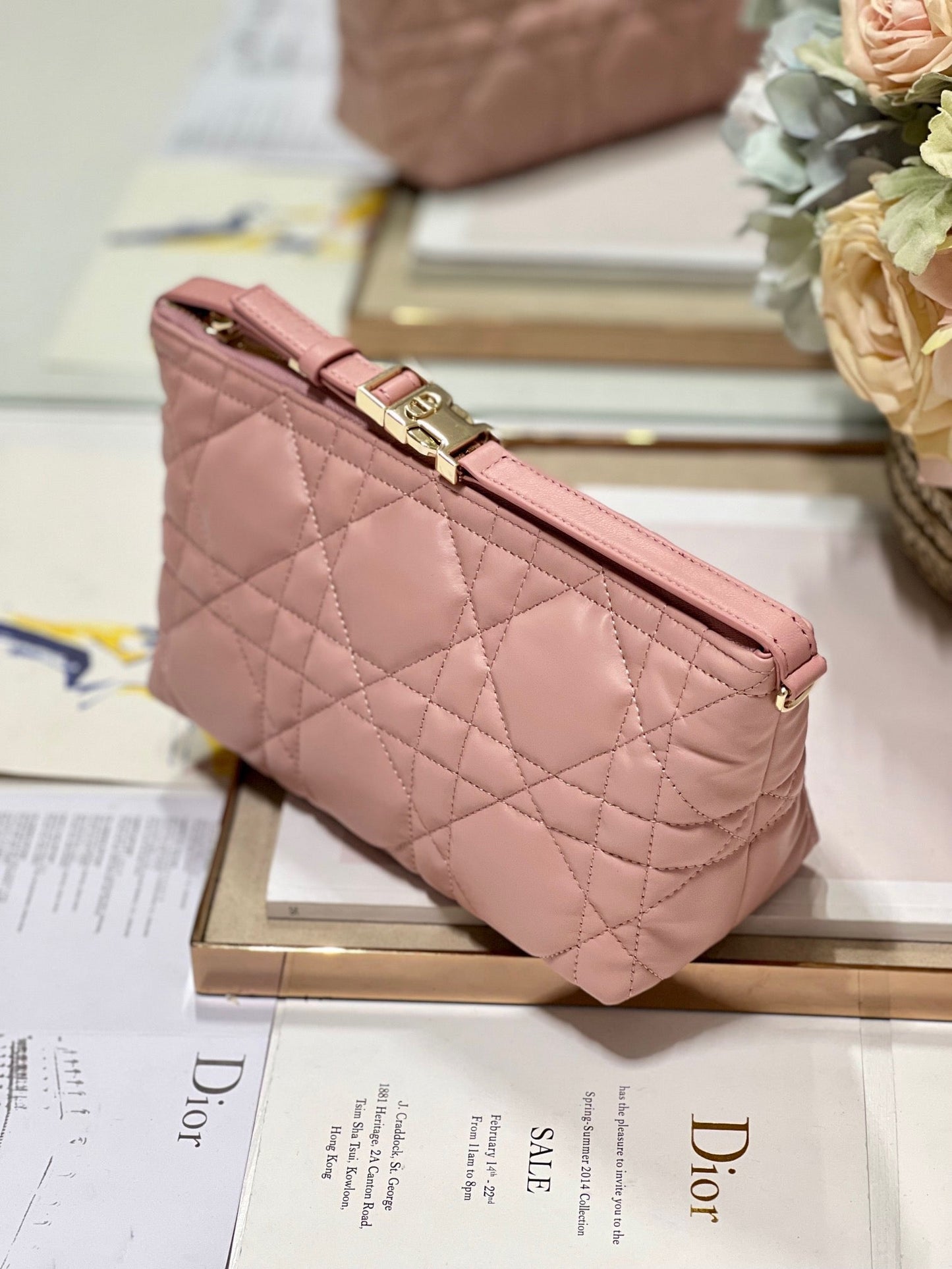 CD Medium Travel Nomad Clutch "Pink" Calfskin 336806