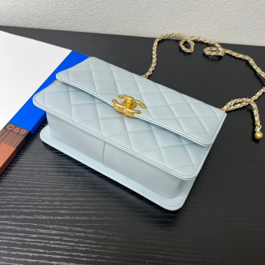 CC 25S Woc Cloud Blue Calfskin Gold Hardware