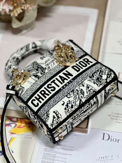 CD Paris White 17 Lady Dior Bag Canvas 336756