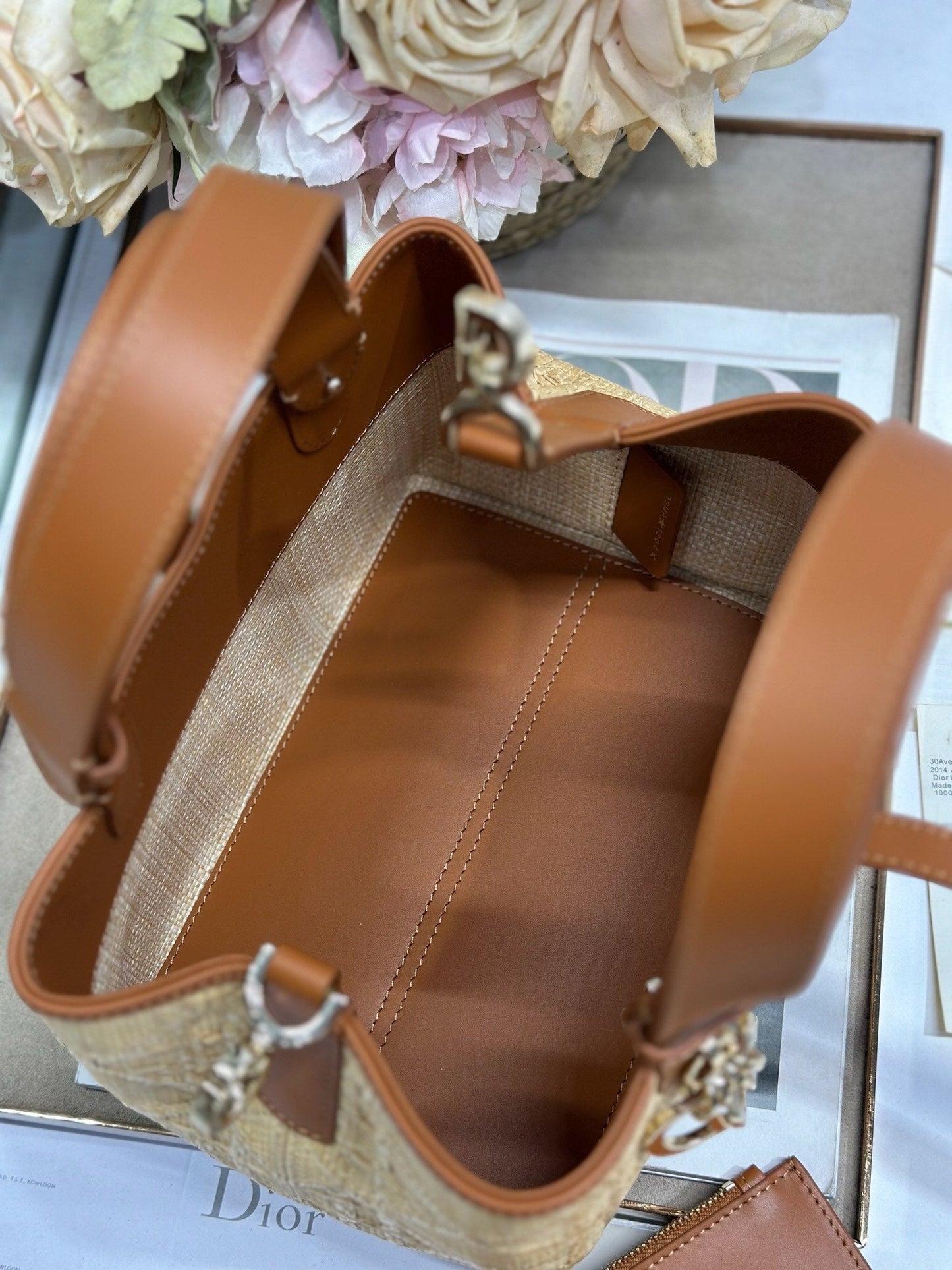 CD Small Dior Toujours Bag 23cm Natural Cannage Raffia 288656