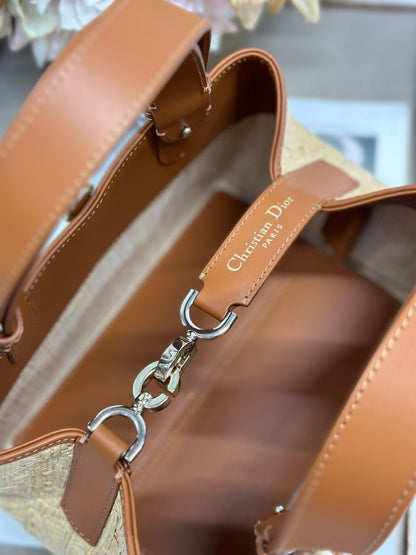 CD Small Dior Toujours Bag 23cm Natural Cannage Raffia 288656