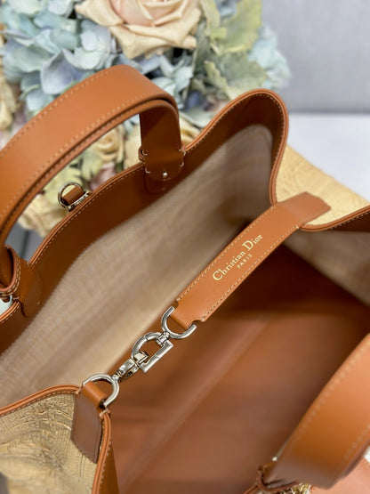 CD Large Dior Toujours Bag 37cm Natural Cannage Raffia 288660