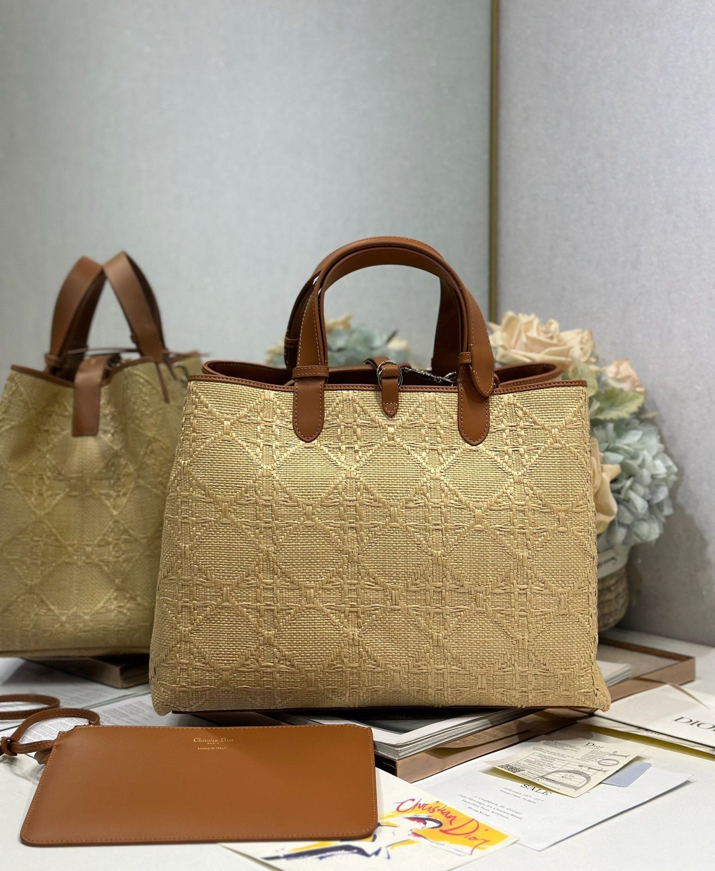 CD Large Dior Toujours Bag 37cm Natural Cannage Raffia 288660