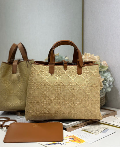 CD Large Dior Toujours Bag 37cm Natural Cannage Raffia 288660