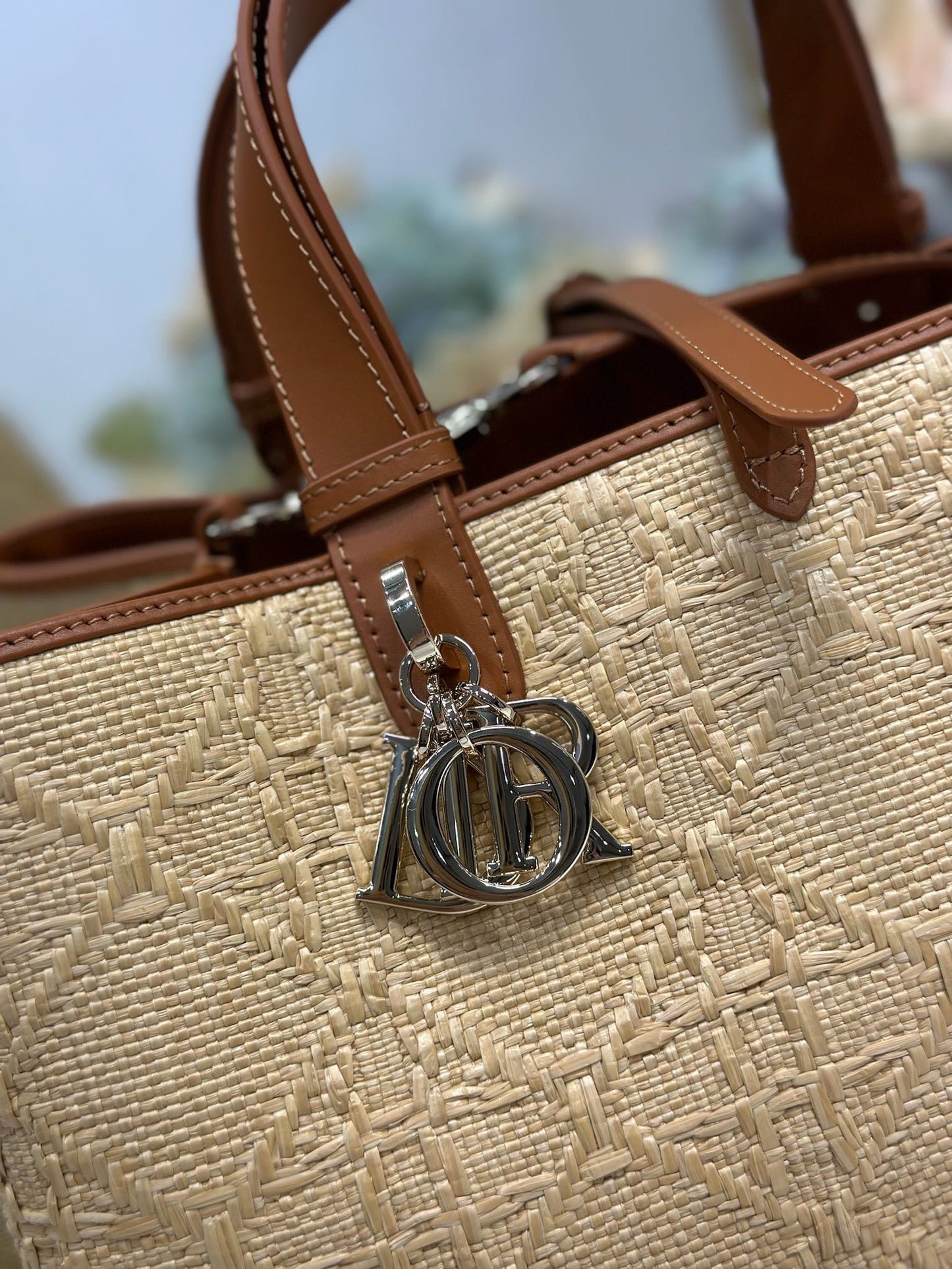 CD Large Dior Toujours Bag 37cm Natural Cannage Raffia 288660