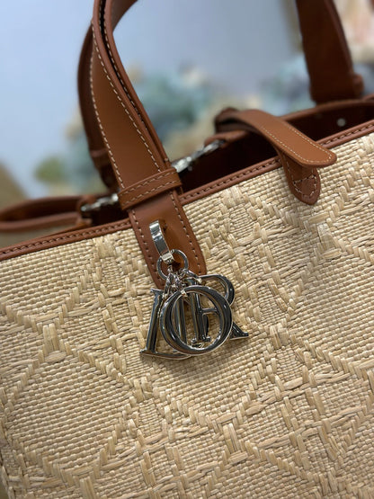 CD Large Dior Toujours Bag 37cm Natural Cannage Raffia 288660