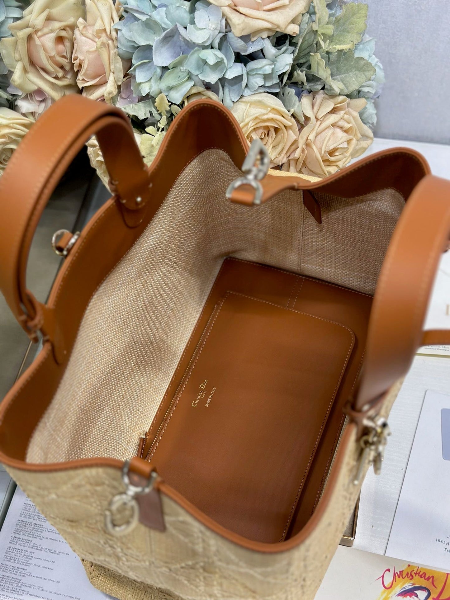 CD Large Dior Toujours Bag 37cm Natural Cannage Raffia 288660