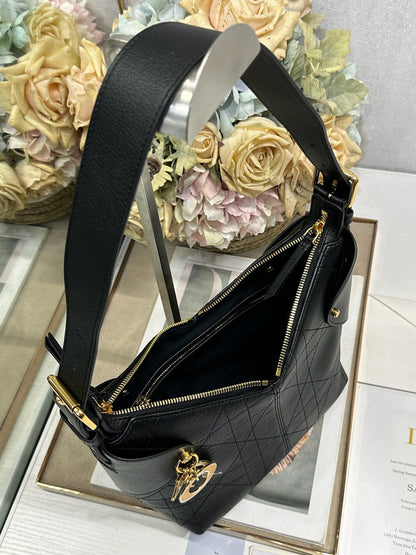 CD Small Dior Voyage Bag 22cm Black Macrocannage Calfskin 288618