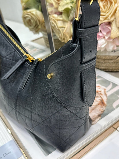CD Small Dior Voyage Bag 22cm Black Macrocannage Calfskin 288618