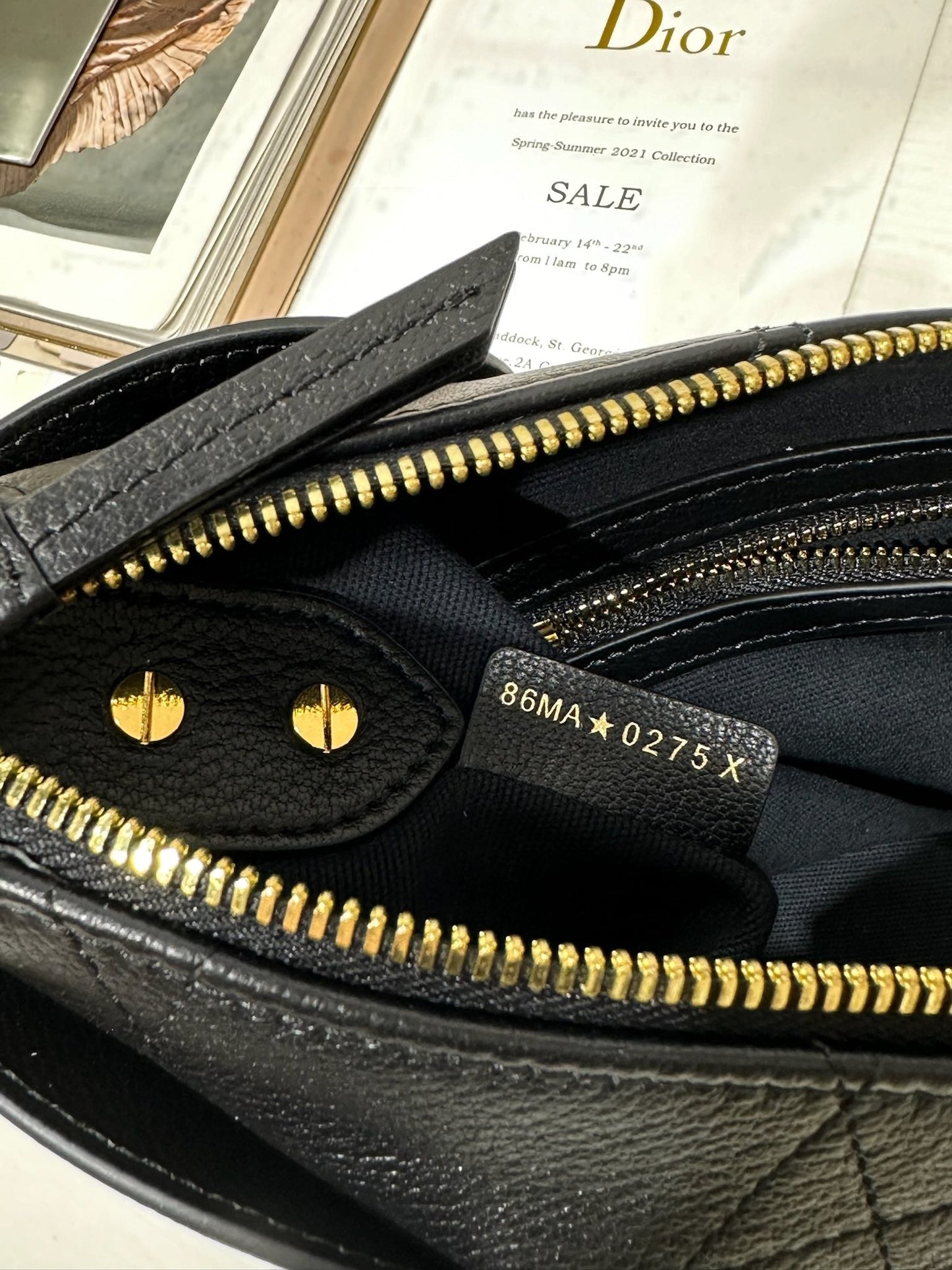 CD Small Dior Voyage Bag 22cm Black Macrocannage Calfskin 288618