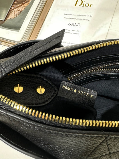 CD Small Dior Voyage Bag 22cm Black Macrocannage Calfskin 288618