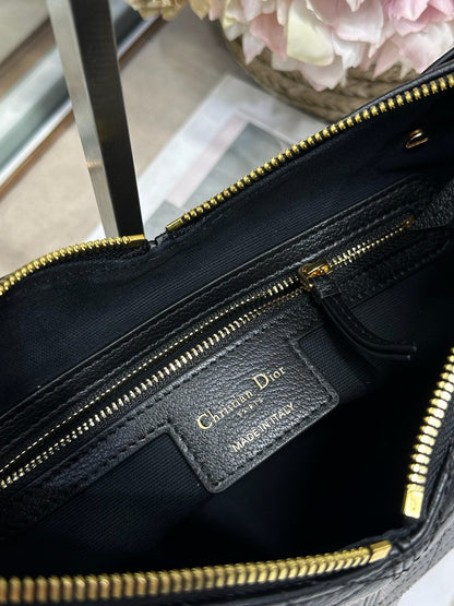 CD Small Dior Voyage Bag 22cm Black Macrocannage Calfskin 288618