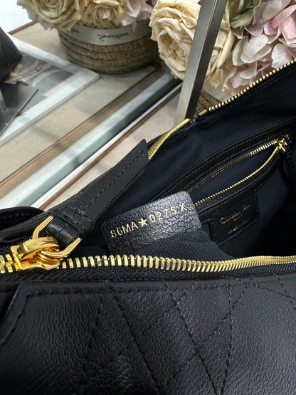 CD Medium Dior Voyage Bag 28cm Black Macrocannage Calfskin 288628