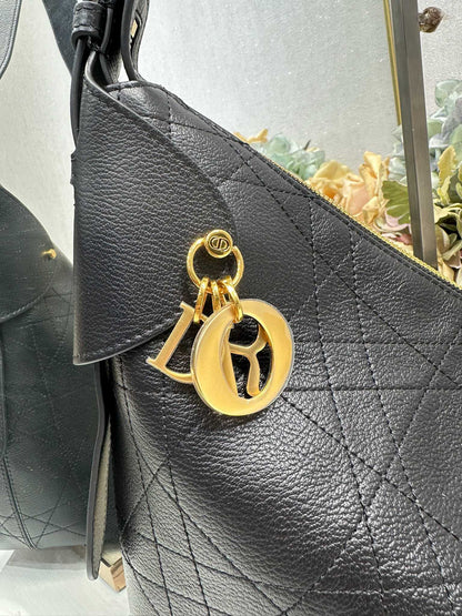 CD Large Dior Voyage Bag 34cm Black Macrocannage Calfskin 288638