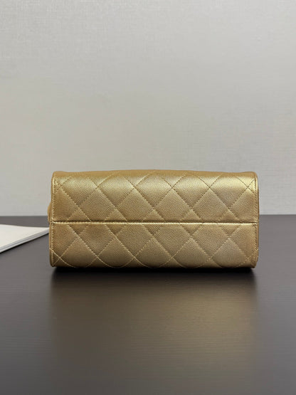 Chanel 2026 Hobo Bag 22cm Gold Grained Calfskin