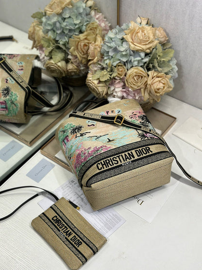 CD Fall 2025 Souvenir Small Book Tote Beige Cotton 288597