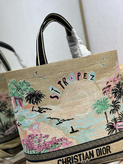 CD Fall 2025 Souvenir Large Book Tote Beige Cotton 288606