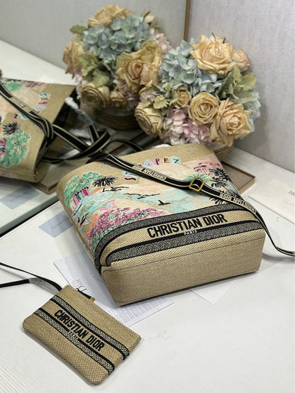 CD Fall 2025 Souvenir Large Book Tote Beige Cotton 288606