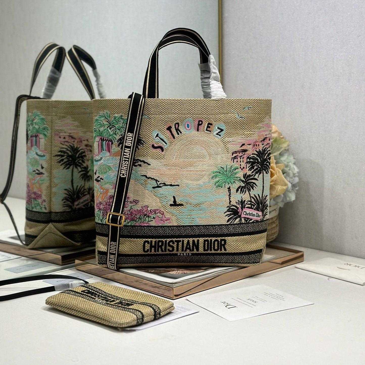 CD Fall 2025 Souvenir Large Book Tote Beige Cotton 288606