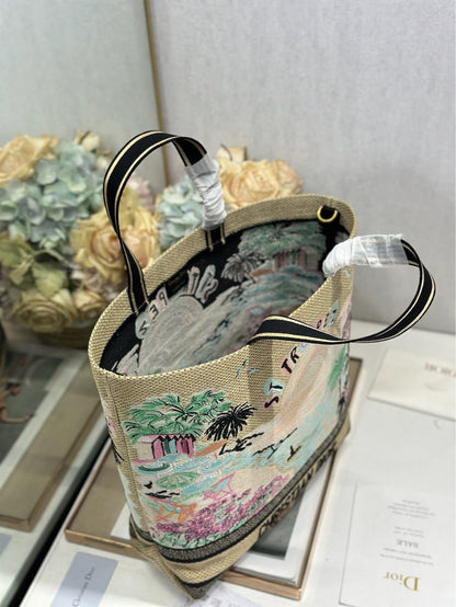 CD Fall 2025 Souvenir Large Book Tote Beige Cotton 288606