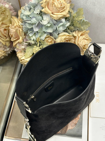 CD 26s Medium Diorly Bag Black Suede 288359