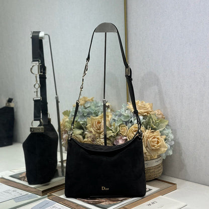 CD 26s Medium Diorly Bag Black Suede 288359