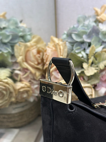 CD 26s Medium Diorly Bag Black Suede 288359
