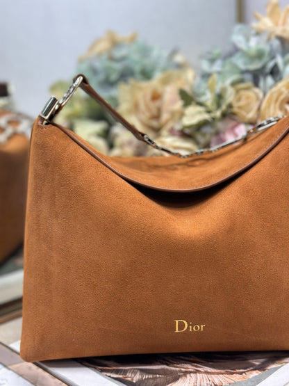 CD 26s Medium Diorly Bag Brown Suede 288361