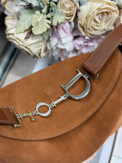 CD 26s Medium Diorly Bag Brown Suede 288361
