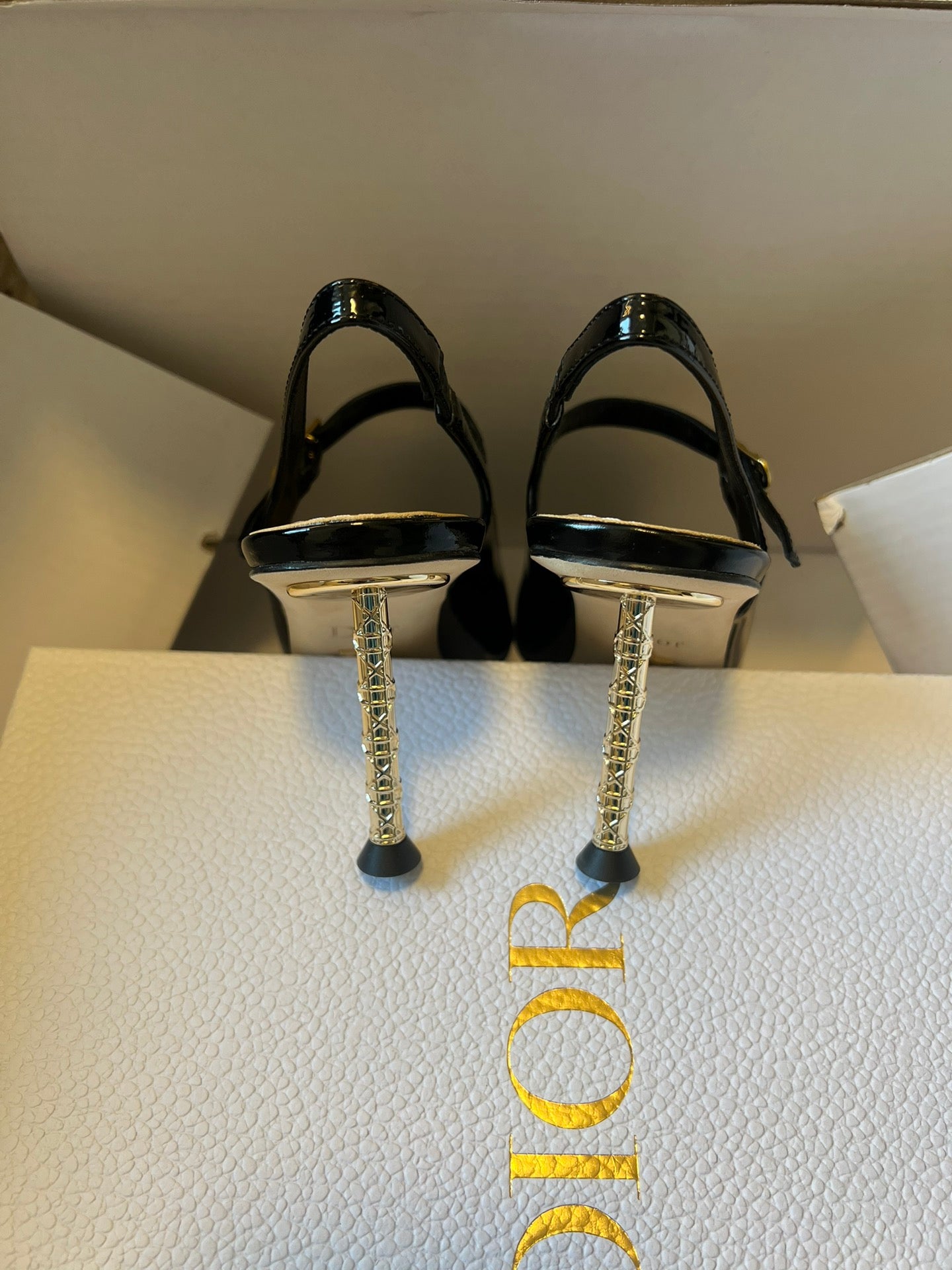 CD Icon Slingback 8cm Black Patent Leather 623093