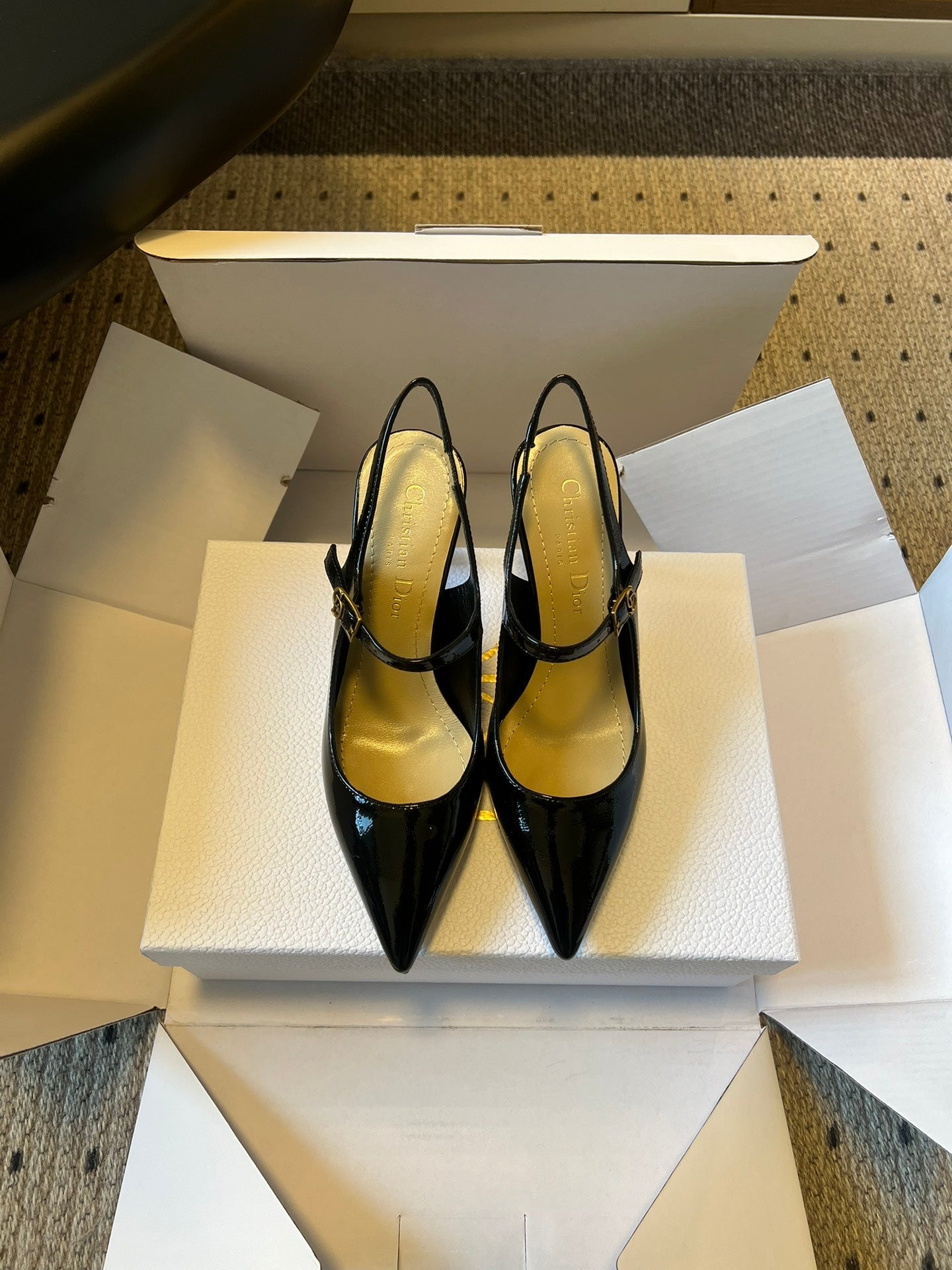 CD Icon Slingback 8cm Black Patent Leather 623093