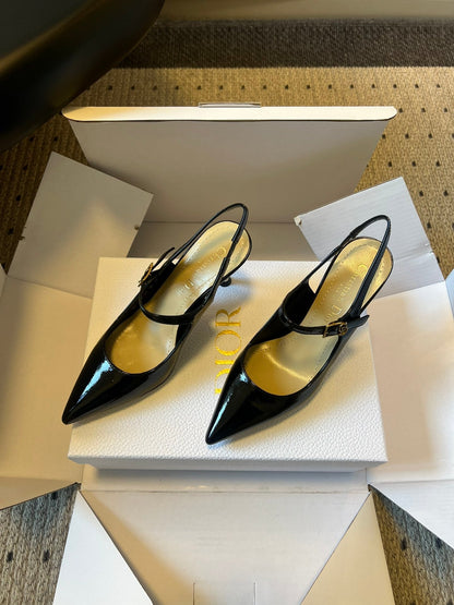 CD Icon Slingback 8cm Black Patent Leather 623093