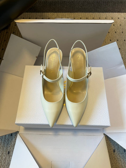 CD Icon Slingback 8cm Light Beige Sheepskin 623094