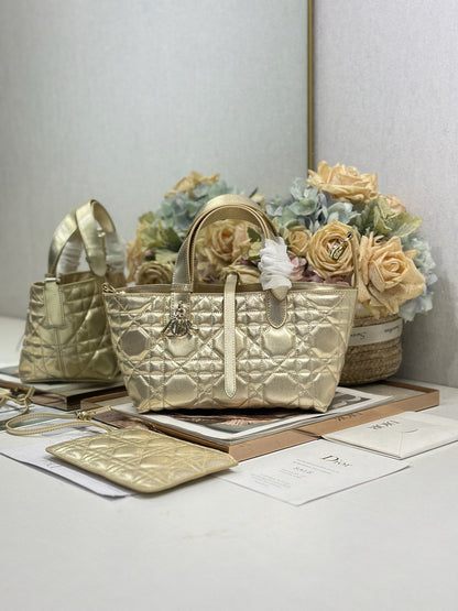 CD Toujours Bag Metallic Gold-Tone Calfskin 288529