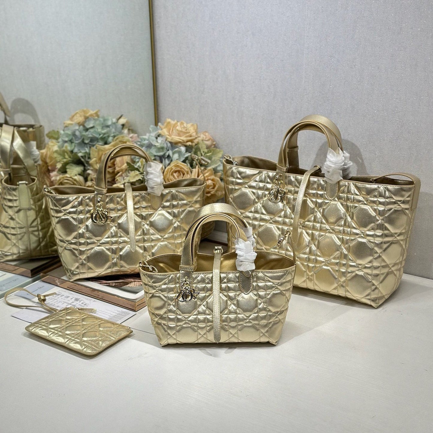 CD Toujours Bag Metallic Gold-Tone Calfskin 288529