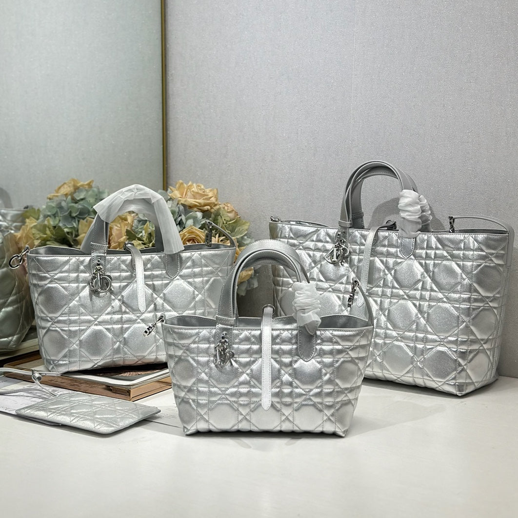 CD Toujours Bag Metallic Sliver-Tone Calfskin 288544