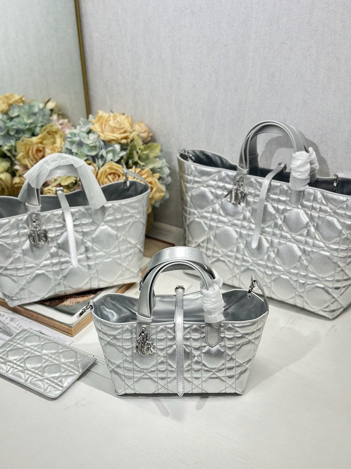 CD Toujours Bag Metallic Sliver-Tone Calfskin 288544