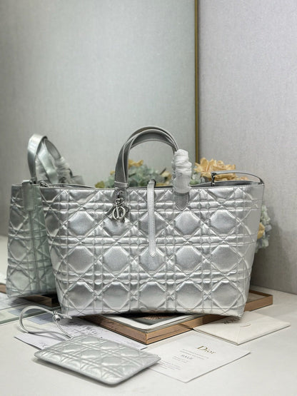 CD Toujours Bag Metallic Sliver-Tone Calfskin 288544