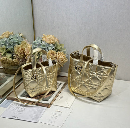 CD Toujours Tote Bag Metallic Gold-Tone Calfskin 288550