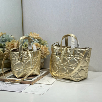 CD Toujours Tote Bag Metallic Gold-Tone Calfskin 288550