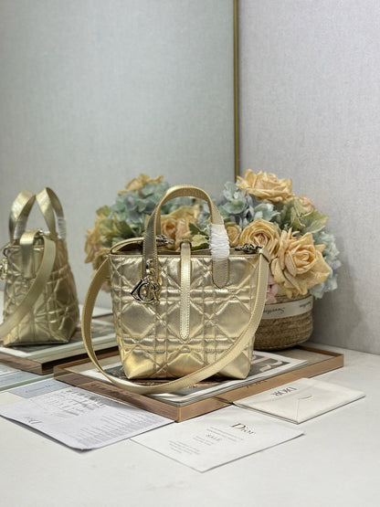 CD Toujours Tote Bag Metallic Gold-Tone Calfskin 288550
