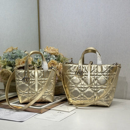 CD Toujours Tote Bag Metallic Gold-Tone Calfskin 288550