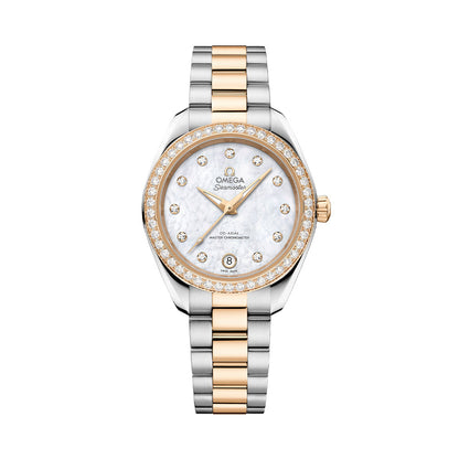 Seamaster Aqua Terra 150M Two-Tone 30mm - White, Mother-of-Pearl w/ Diamonds on Bracelet