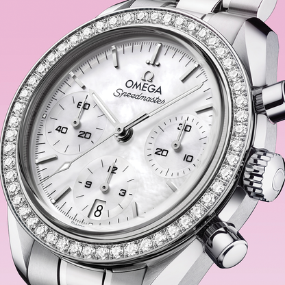 Speedmaster Chronograph 38mm - White, Mother-of-Pearl, Diamond-Set Bezel on Bracelet