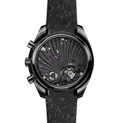 Speedmaster Dark Side of the Moon Black Ceramic 44.25mm - Full Black w/ Red Seconds Hand on Rubber Strap