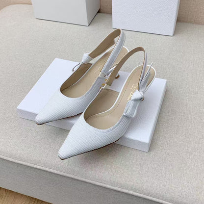 CD J'Adior Slingback Pumps 65mm White Embroidered Cotton