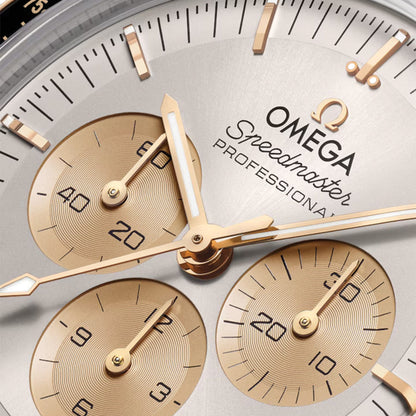 Speedmaster Moonwatch Professional Moonshine™ Gold and Steel 42mm ‑ Silver on Leather Strap
