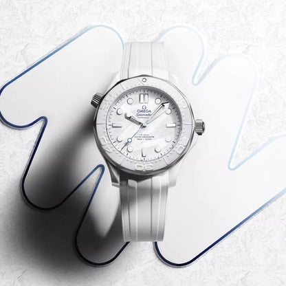 Seamaster Diver 300M Milano Cortina 2026 43.5mm - White on Rubber Strap