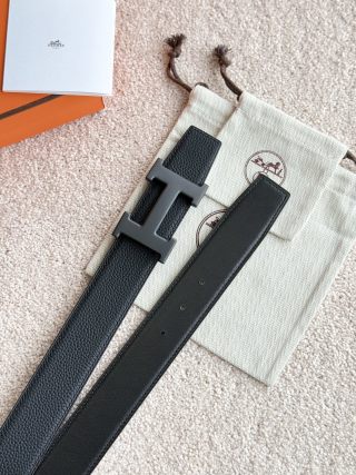 HM Buckle Belt Black Calfskin 187504